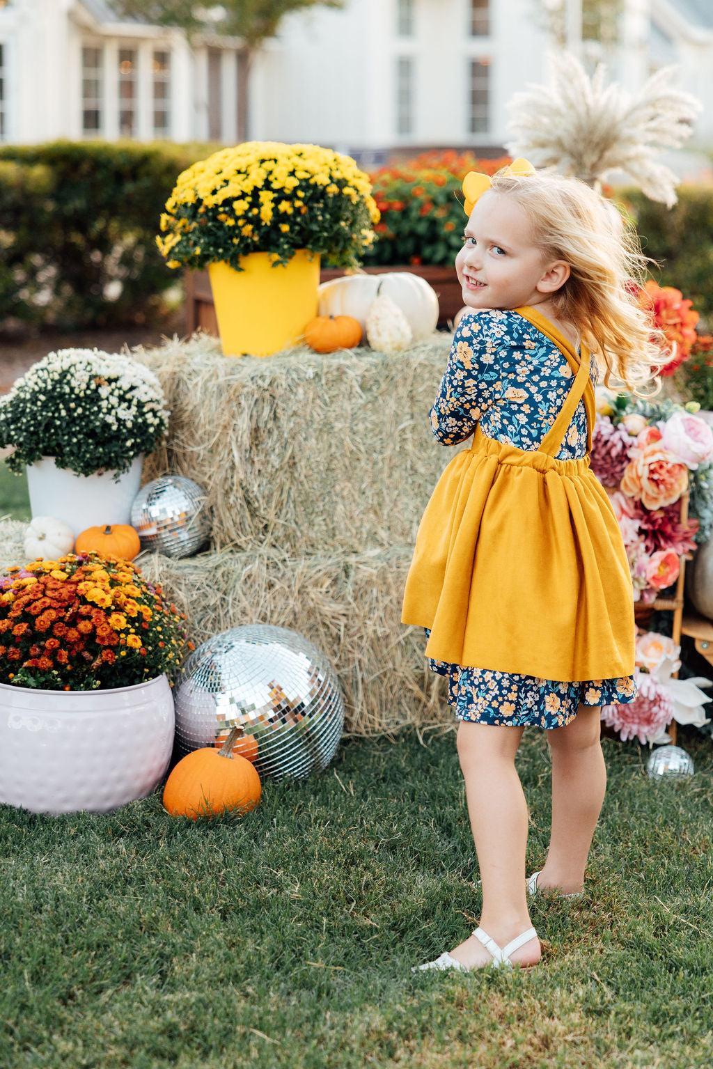 Mustard Faux Suede Pinafore