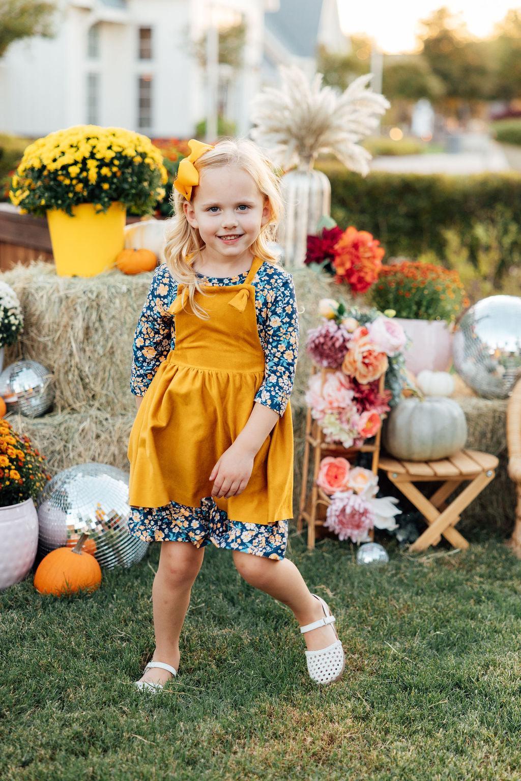 Mustard Faux Suede Pinafore